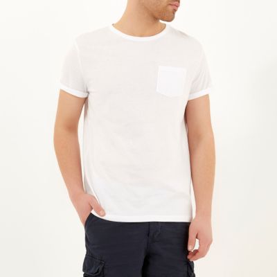 White pocket crew neck t-shirt